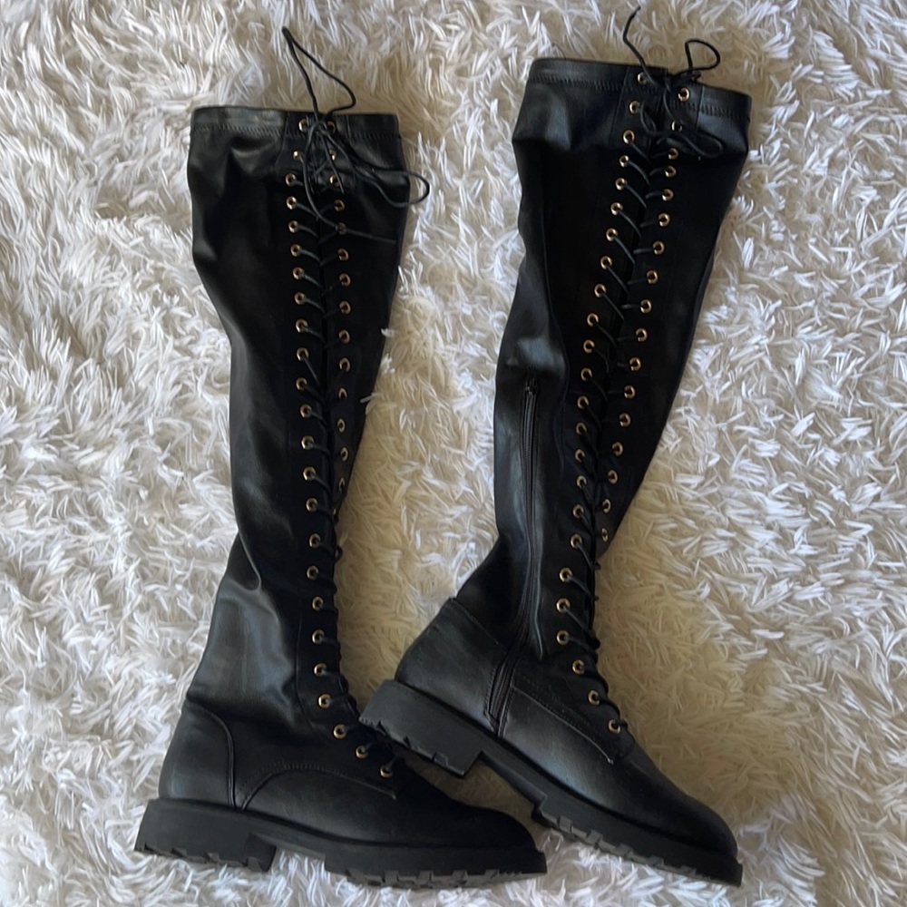 Knee high combat boots